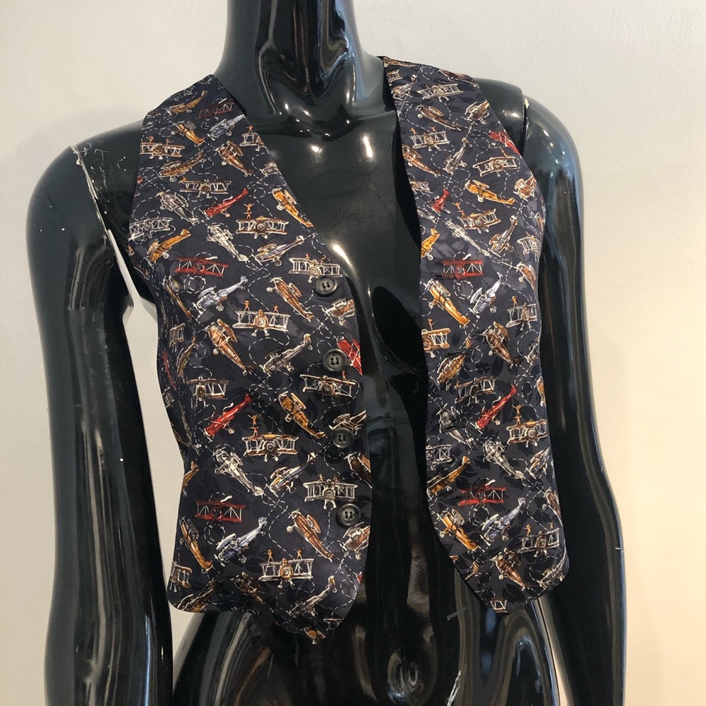 Nicole Miller Vintage Aviation Silk Vest 1995